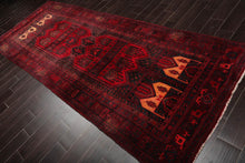Authentic Vintage Tribal Hamadaan Hand Knotted Wool Area Rug Red 4'6" x 12'2" - Oriental Rug Of Houston