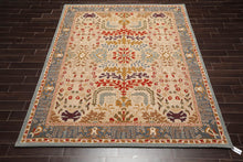 4' 10"x7' 10" Beige Blue Brown Color Hand Tufted Hand Made 100% Wool Transitional Oriental Rug