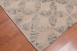 4'8" x 6'8" Handmade High Low Pile Wool Loop & Cut Area rug Contemporary Beige - Oriental Rug Of Houston