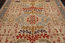 7' 9''x7' 9'' Beige Blue Brown Color Hand Tufted Hand Made 100% Wool Transitional Oriental Rug
