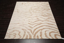 8' x10'  Ivory Tan Color Hand Tufted Hand Made Wool & Faux Silk Modern & Contemporary Oriental Rug