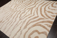 Multi Sizes Handmade Wool & Faux Silk Animal Print Zebra Area Rug Ivory Tan - Oriental Rug Of Houston