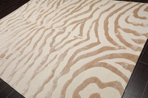 9' x12'  Ivory Tan Color Hand Tufted Hand Made Wool and Silk Modern & Contemporary Oriental Rug