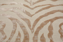 Multi Sizes Handmade Wool & Faux Silk Animal Print Zebra Area Rug Ivory Tan