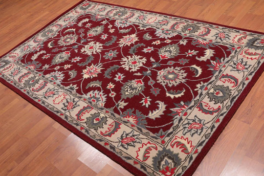5' x 8' Handmade Wool Traditional Oriental Area Rug Traditional Burgundy