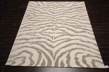 Multi Sizes Handmade Wool & Faux Silk Animal Print Zebra Area Rug Ivory Taupe - Oriental Rug Of Houston