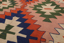 Southwestern Vintage Turkish Kilim Hand Woven Wool Area Rug Blush 6'2" x 8'6" - Oriental Rug Of Houston