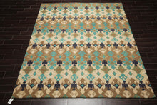 10' x13'  Beige Brown Turquoise Color Hand Tufted Hand Made 100% Wool Modern & Contemporary Oriental Rug