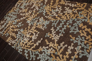 5 x 8 Aqua, Beige Hand Tufted Hand Made Wool and Silk Karastan Traditional Oriental Area Rug