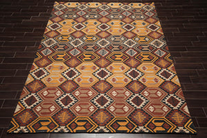 8' x11'  Gold Rust Charcoal Color Hand Tufted Hand Made 100% Wool Modern & Contemporary Oriental Rug