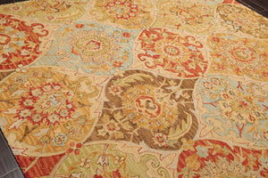 Multi Size Beige, Rust Hand Tufted Handmade Multi panel Bhaktiari 100% Wool Oriental Area Rug - Oriental Rug Of Houston