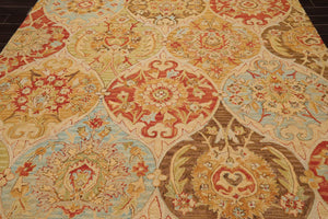 Multi Size Beige, Rust Hand Tufted Handmade Multi panel Bhaktiari 100% Wool Oriental Area Rug