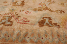 10x14 Hand Knotted Turkish Oushak  100% Wool Trendy Designer Oushak Traditional Oriental Area Rug Pale Peach, Gold Color