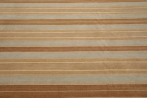 8'1'' x 10' Hand Knotted Tibetan Wool Modern Stripes Oriental Area Rug Beige