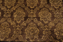 6' x 9' Hand Knotted New Zealand Wool Damask Area Rug Brown Light Gold Antique