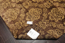 6' x 9' Hand Knotted New Zealand Wool Damask Area Rug Brown Light Gold Antique