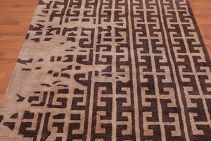4'7" x 6'7" Handmade Textured 100% Nylon Loop & Cut Area Rug Brown - Oriental Rug Of Houston