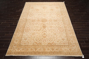 8'9'' x 12'3'' Hand Knotted Wool Agra Vegetable Dyes Oriental Area Rug Beige