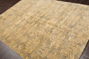 6'1'' x 8'7'' Hand Knotted 100% New Zealand Wool Damask Antique Finish Area Rug - Oriental Rug Of Houston