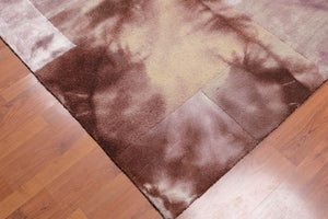 4'7" x 6'7" Handmade Wool & Bamboo Silk Cut Area Rug Contemporary Beige