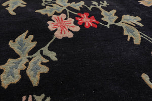 Arts & Crafts Hand Knotted 100% Wool Tibetan Area Rug Midnight Blue 6'1" x 8'8" - Oriental Rug Of Houston
