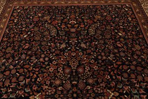 9'1'' x 12'1'' Hand Knotted Wool Saroukk 150 KPSI Area Rug Black - Oriental Rug Of Houston