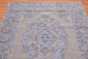 5'3" x 7'5" Handmade Erased pattern Wool Loop & Cut pile Area Rug Taupe - Oriental Rug Of Houston