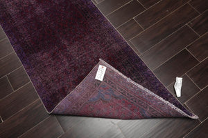 Runner Hand Knotted 100% Wool Traditional Area Rug Aubergine 2'5'' x 10'7'' - Oriental Rug Of Houston