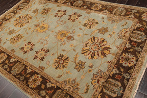 6'1" x 8'8" Hand Knotted 100% New Zealand Wool Agra Oriental Muted Area Rug Aqua - Oriental Rug Of Houston