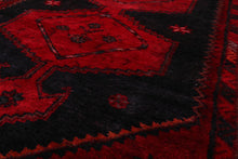 Vintage Hamadan Runner Hand Knotted Wool Traditional Area Rug Red 3'10'' x 9'2'' - Oriental Rug Of Houston