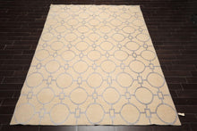 9' x 12' Hand Knotted Wool & Art Silk Modern Area rug Beige - Oriental Rug Of Houston