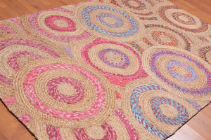 5' x 8' Hand Braided Circle Medley Sisal & Cotton Oriental Area Rug Multi - Oriental Rug Of Houston