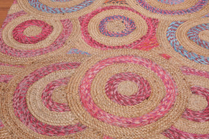 5' x 8' Hand Braided Circle Medley Sisal & Cotton Oriental Area Rug Multi - Oriental Rug Of Houston
