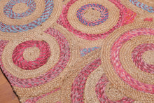 5' x 8' Hand Braided Circle Medley Sisal & Cotton Oriental Area Rug Multi