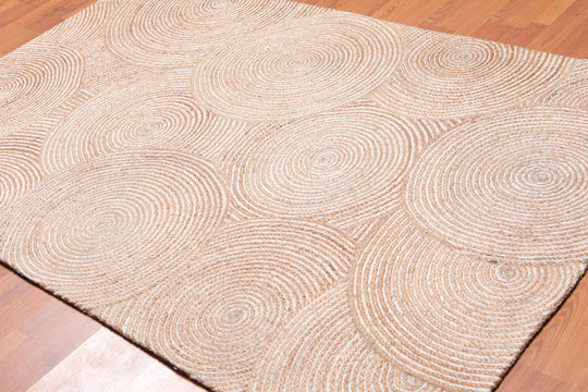 4'9" x 7'9" Hand Braided Sisal & Wool Area Rug Contemporary Beige