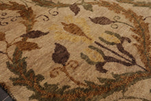 5'11" x 8'10" Hand Knotted Botanical New Zealand Wool Oriental Area Rug Tan - Oriental Rug Of Houston