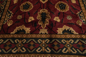 8'2''x9'10'' Arts & Crafts Hand Knotted 100% Wool Plush Pile Tibetan Area Rug Raspberry - Oriental Rug Of Houston