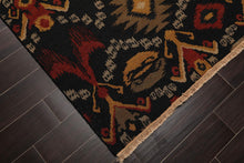 5'11"x8'11" Hand Knotted 100% Wool Reversible Flat Pile Area Rug Black