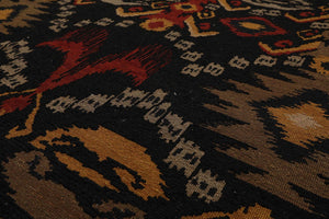 5'11"x8'11" Hand Knotted 100% Wool Reversible Flat Pile Area Rug Black