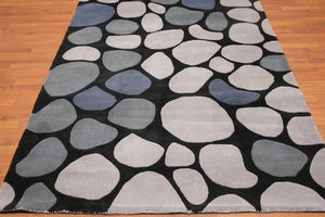 5'4" x 7'8" Handmade 100% Wool Traditional Oriental Area Rug Contemporary Black