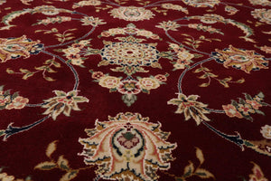 8' x 9'9'' Hand Knotted Wool & Silk Pakpersian 16/18 300KPSI Area Rug Burgundy - Oriental Rug Of Houston