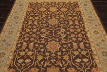 6' x 8'10" Hand Knotted 100% Wool Reversible Flat Pile Area Rug Brown