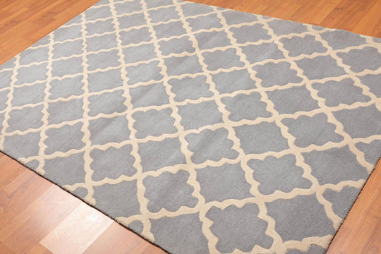 5'4" x 7'6" Handmade 100% Wool Traditional Oriental Area Rug Contemporary Gray