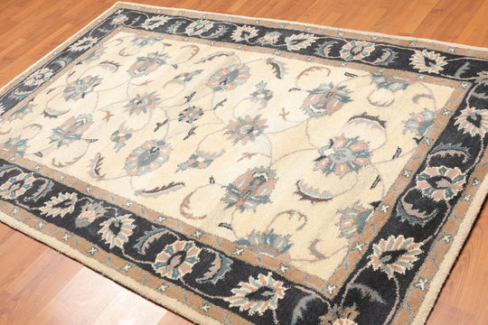 5' x 8' Handmade 100% Wool Traditional Oriental Area Rug Traditional Ivory