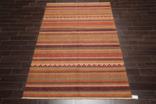 5'11" x 9' Hand Knotted 100% Wool Reversible Flat Pile Area Rug Rust - Oriental Rug Of Houston
