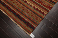 5'11" x 9' Hand Knotted 100% Wool Reversible Flat Pile Area Rug Rust