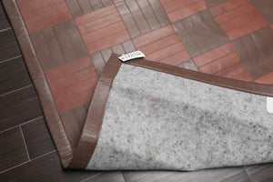 4'4"x6'3" Designer Handmade Leather Modern Flatweave Area Rug Brown - Oriental Rug Of Houston