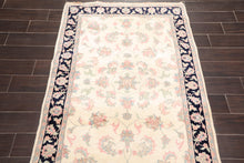 4'1" x 6' Hand Knotted Wool Plush Pile Traditional Oriental Area Rug Cream - Oriental Rug Of Houston