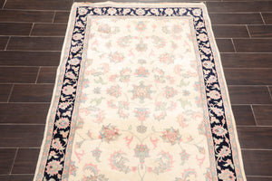 4'1" x 6' Hand Knotted Wool Plush Pile Traditional Oriental Area Rug Cream - Oriental Rug Of Houston