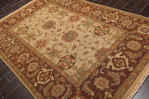 5'10" x 9' Hand Knotted 100% Wool Reversible Flat Pile Area Rug Tan - Oriental Rug Of Houston